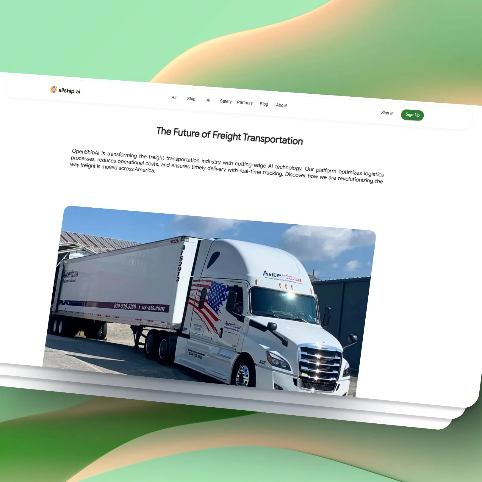 Allship.ai freight transportation page