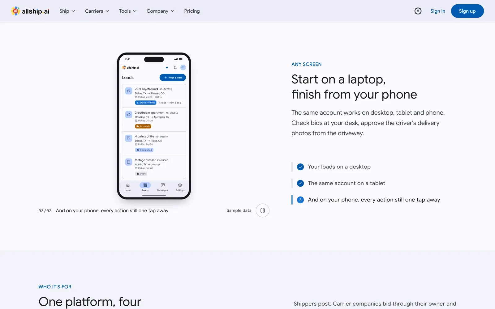 Adaptive demo morphing from desktop to phone
