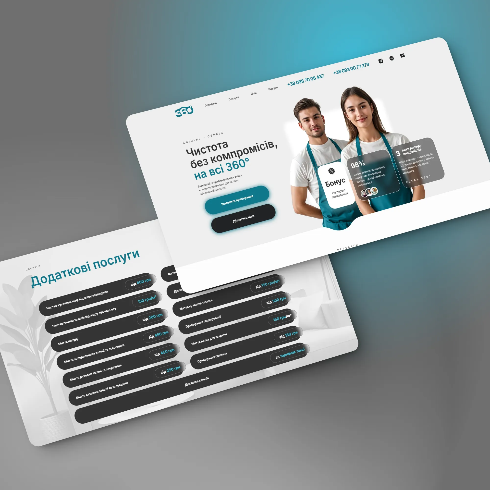 Clean360 website, screen 2