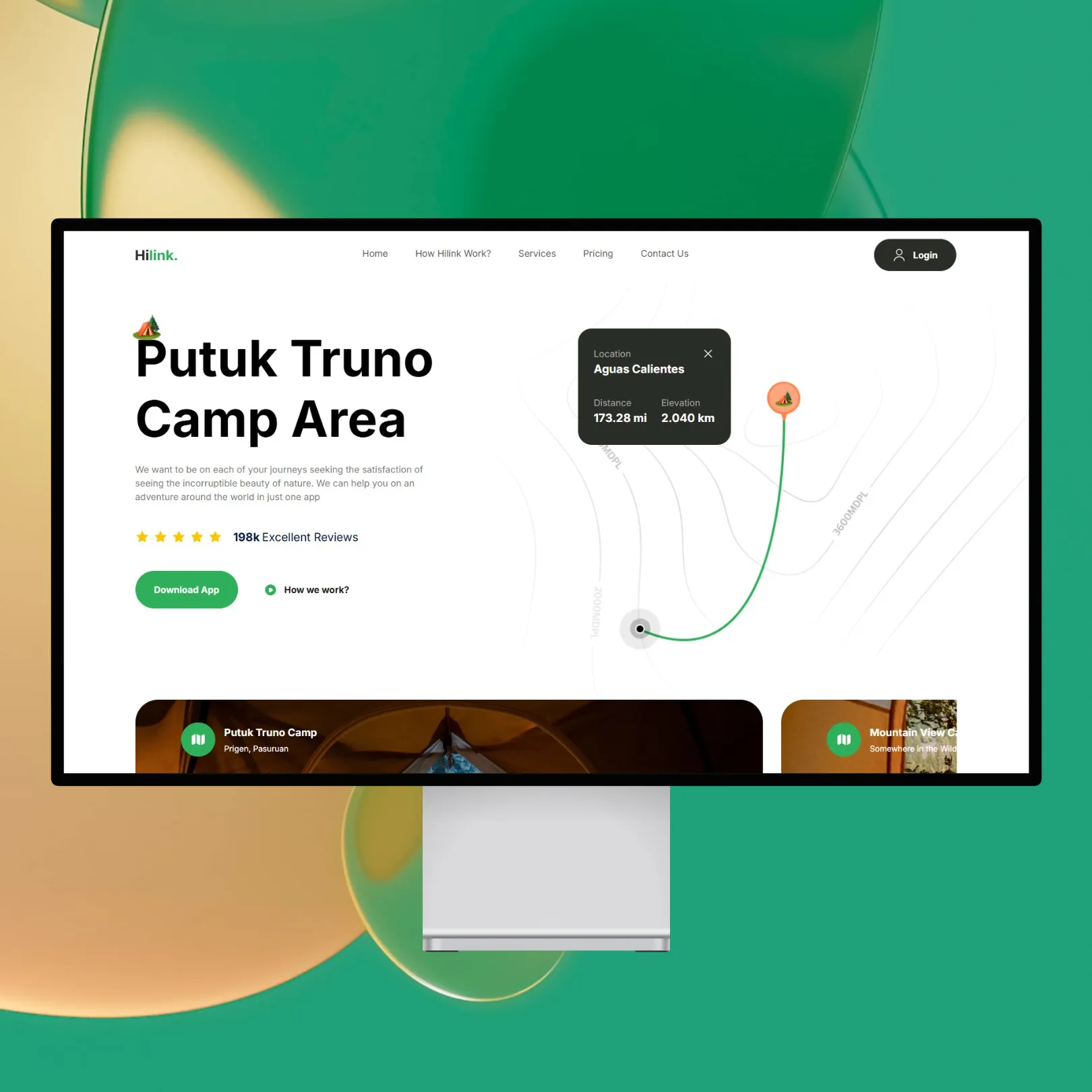 Putuk landing page on a desktop monitor